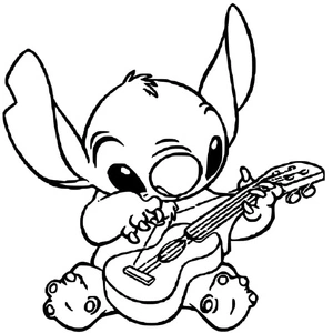 Stitch Playing the Guitar Coloring Page