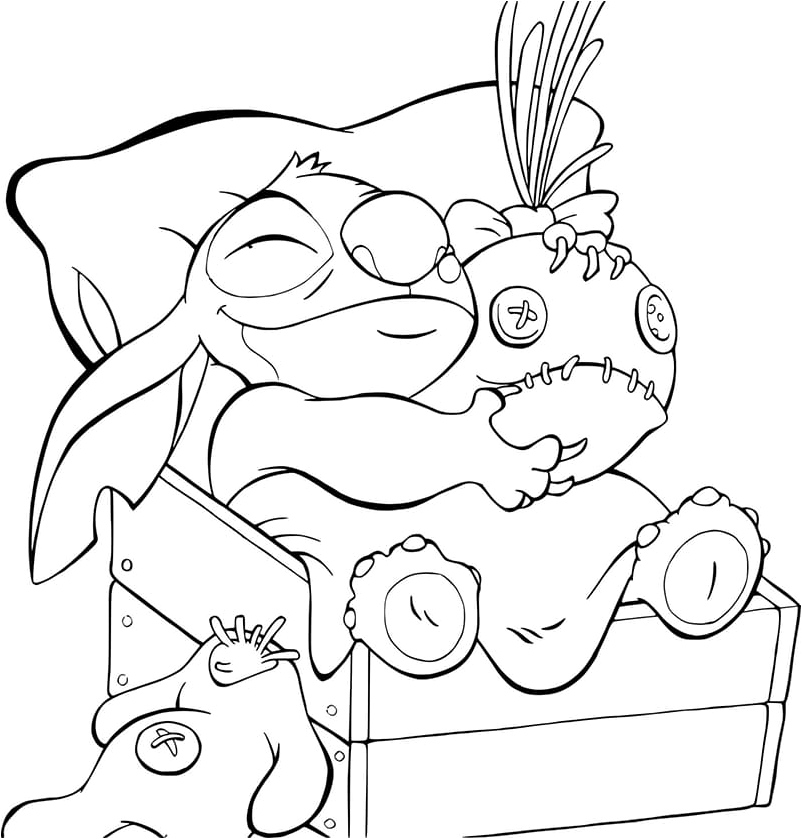 Stitch taking a nap Coloring Page