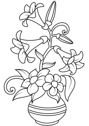 Vase of Lilies Coloring Page