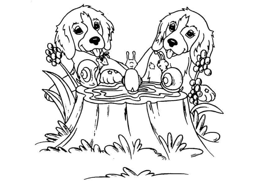 Adorable Puppies by Lisa Frank Coloring Page