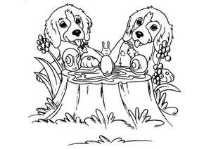 Adorable Puppies by Lisa Frank Coloring Page