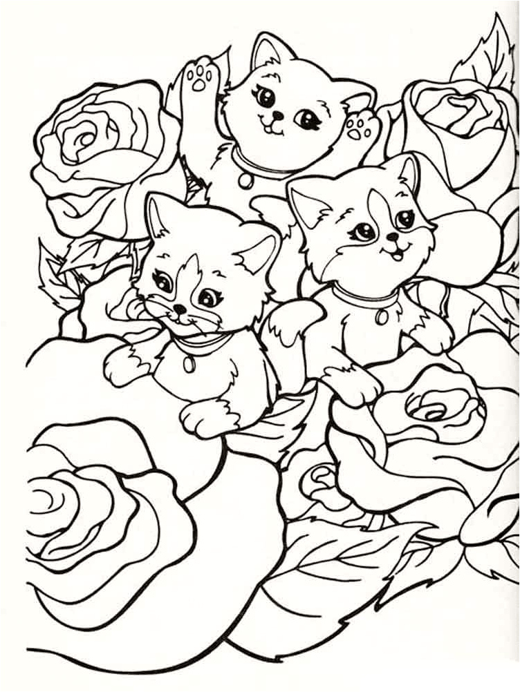 Kittens by Lisa Frank Coloring Page