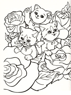 Kittens by Lisa Frank Coloring Page