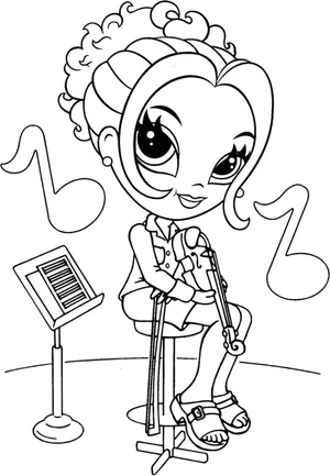 Lisa Frank Playing the Violin Coloring Page
