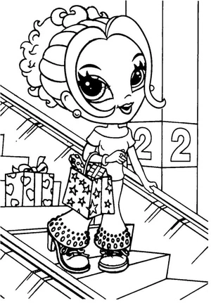 Lisa Frank shopping at the Mall Coloring Page