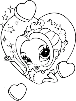 Lisa Frank with a Heart Coloring Page