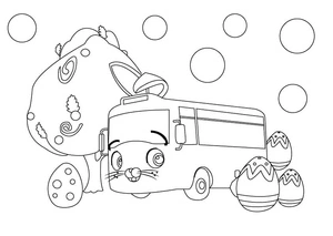 Easter Bus Adventure for Little Ones Coloring Page
