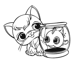 Kitten and Fish from the Littlest Pet Shop
