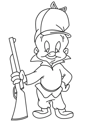 Happy Elmer Fudd Coloring Page