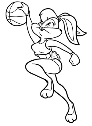 Lola Bunny Plays Basketball Coloring Page