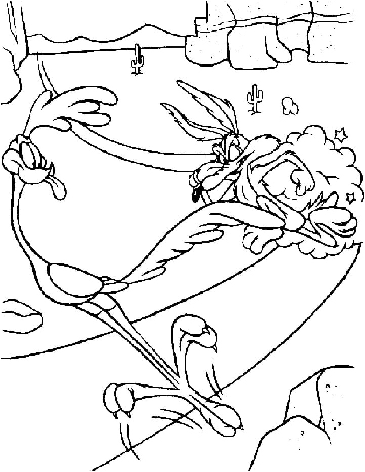 Road Runner and Wile E. Coyote Coloring Page