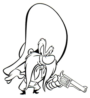 Yosemite Sam holding a Pistol