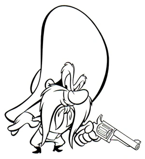 Yosemite Sam holding a Pistol Coloring Page