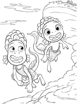 Luca and Alberto from Disney Pixar Coloring Page