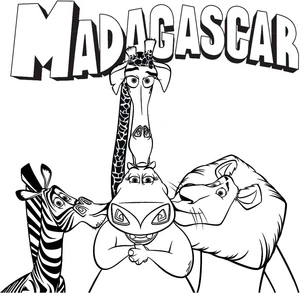 Outline of Madagascar Coloring Page