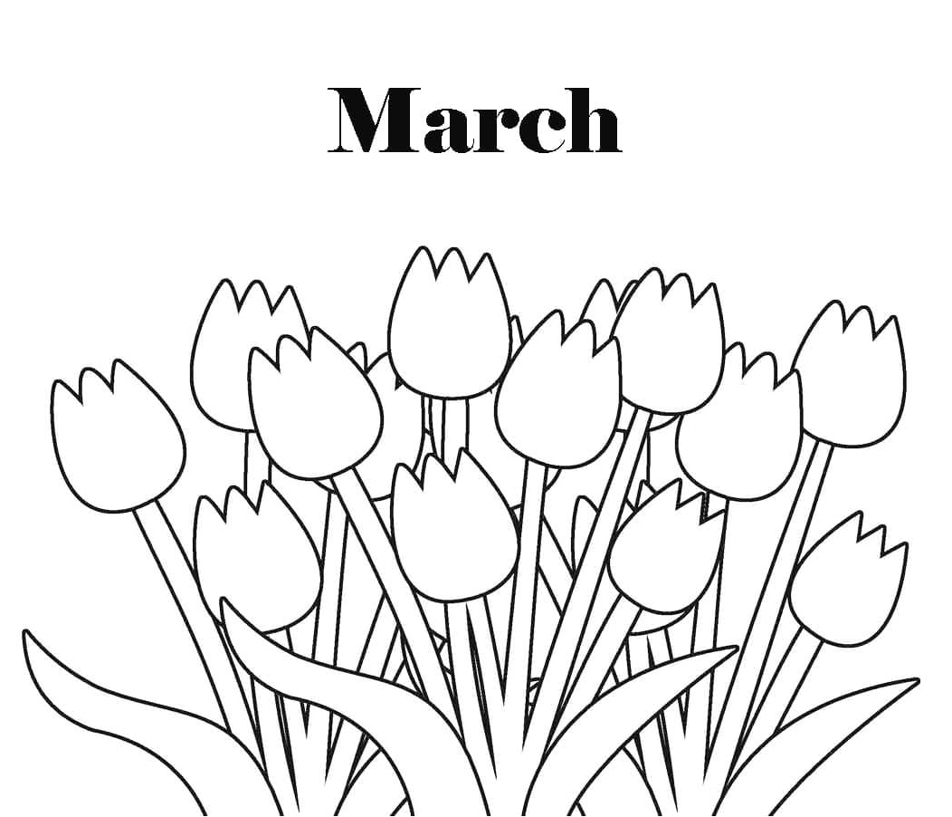 March Blossoms Coloring Page