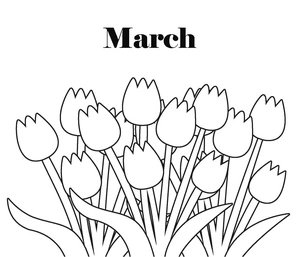 March Blossoms Coloring Page