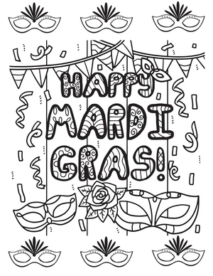 Celebrate Mardi Gras with Joy Coloring Page