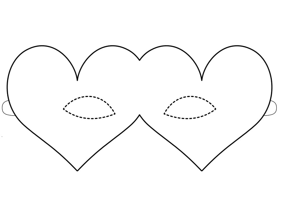 Hearts Mask for Mardi Gras Coloring Page