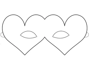 Hearts Mask for Mardi Gras Coloring Page