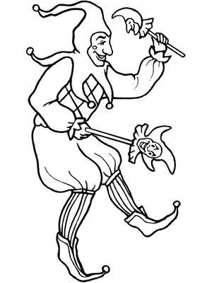 Jovial Jester for Mardi Gras Color Page