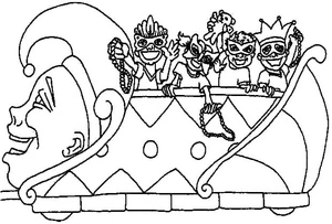 Kids Celebrating Mardi Gras Coloring Page