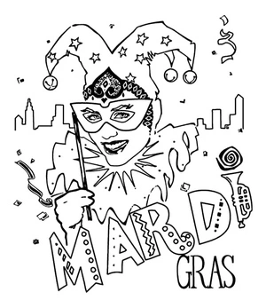 Lady at the Mardi Gras parade Coloring Page