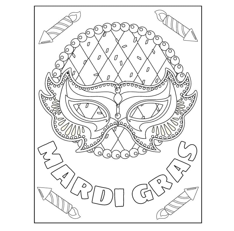 Printable Mardi Gras Coloring Page Coloring Page