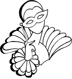 Woman ready for Mardi Gras Coloring Page