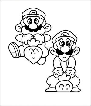 Adorable Mario and Luigi Coloring Page