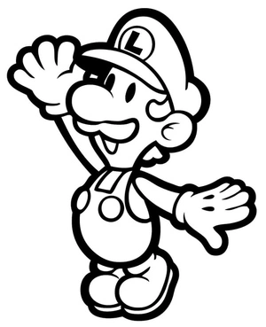 Luigi on Paper Coloring Page