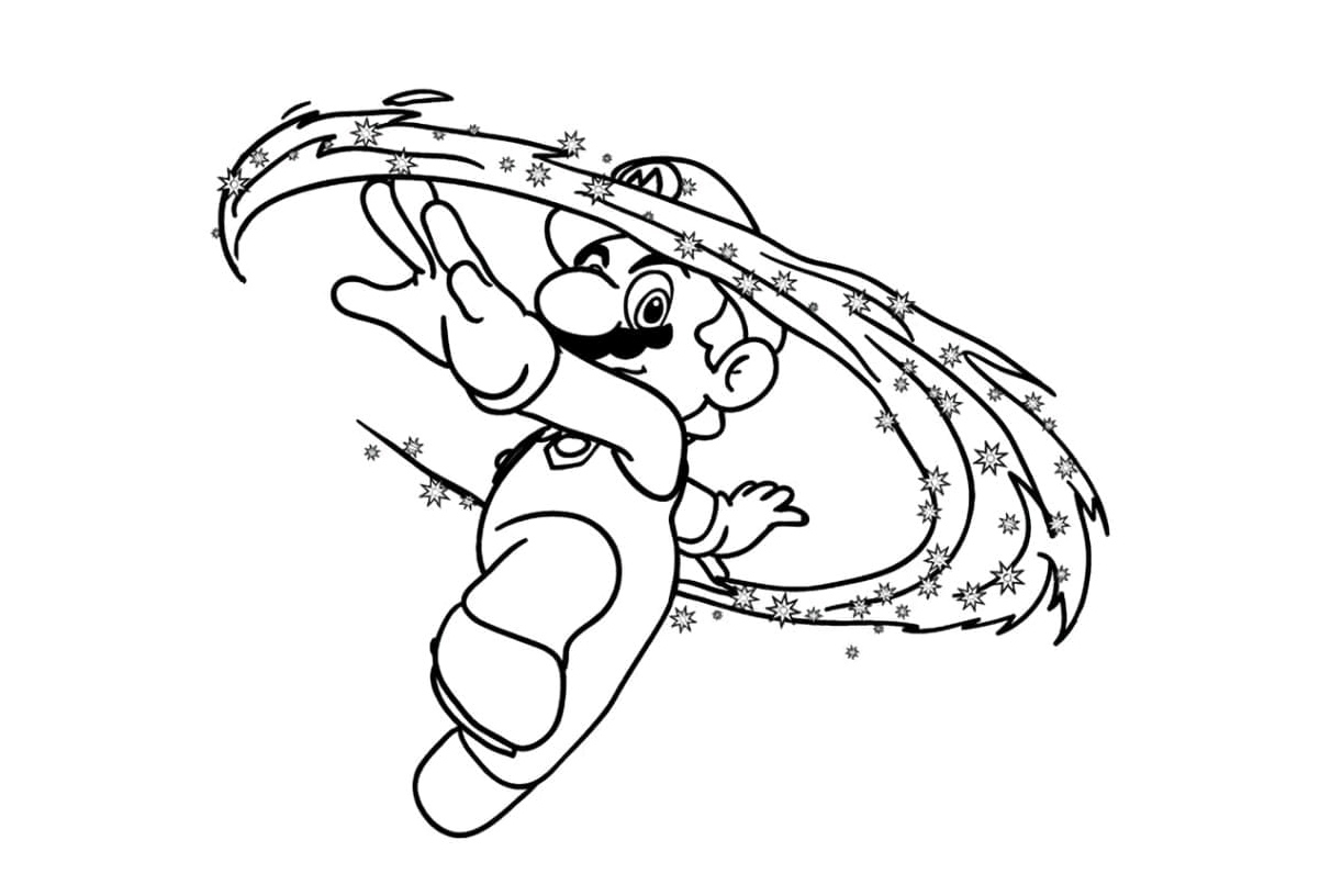 Mario and His Super Abilities Coloring Page