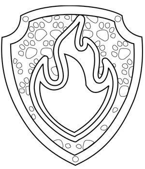 Marshall from Paw Patrol Badge Coloring Page