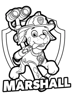 Marshall from Paw Patrol in an adorable pose. Coloring Page
