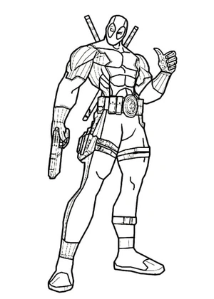 Drawing of Deadpool Coloring Page