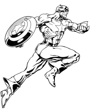 Ready to Fight: Muscular Captain America Coloring Page