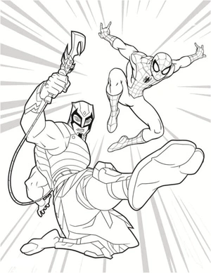 Spider-Man and Friends in Action Coloring Page