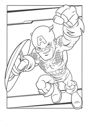Superhero Carton - Captain America Coloring Page