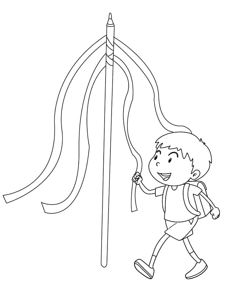 Boy with Maypole Coloring Page