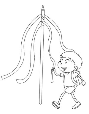Boy with Maypole Coloring Page