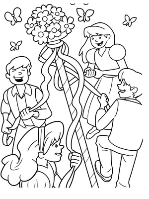 Cheerful Children Celebrating May Day