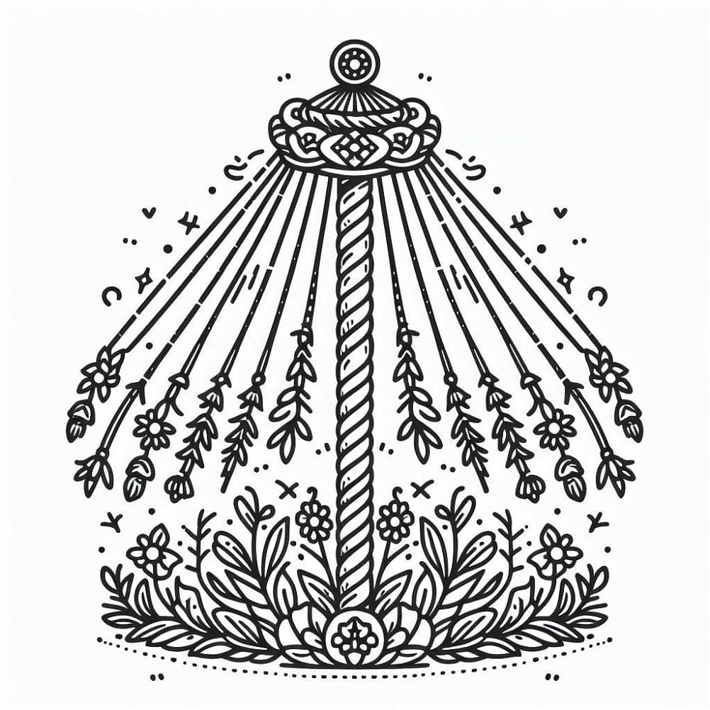Gorgeous Maypole Coloring Page