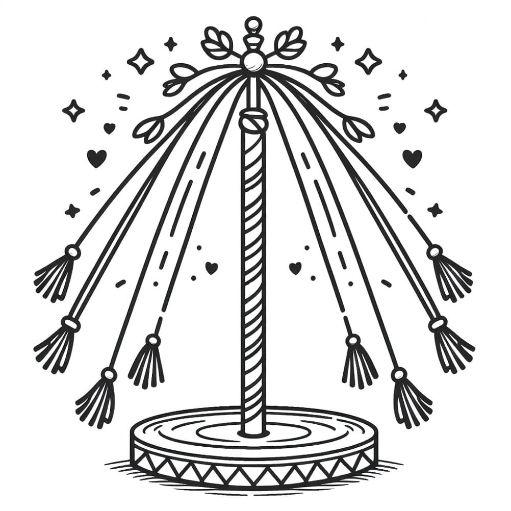 Simple Maypole Coloring Page