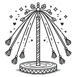 Simple Maypole Coloring Page