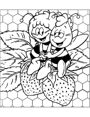 Bee-themed Coloring Page for Children featuring Maya