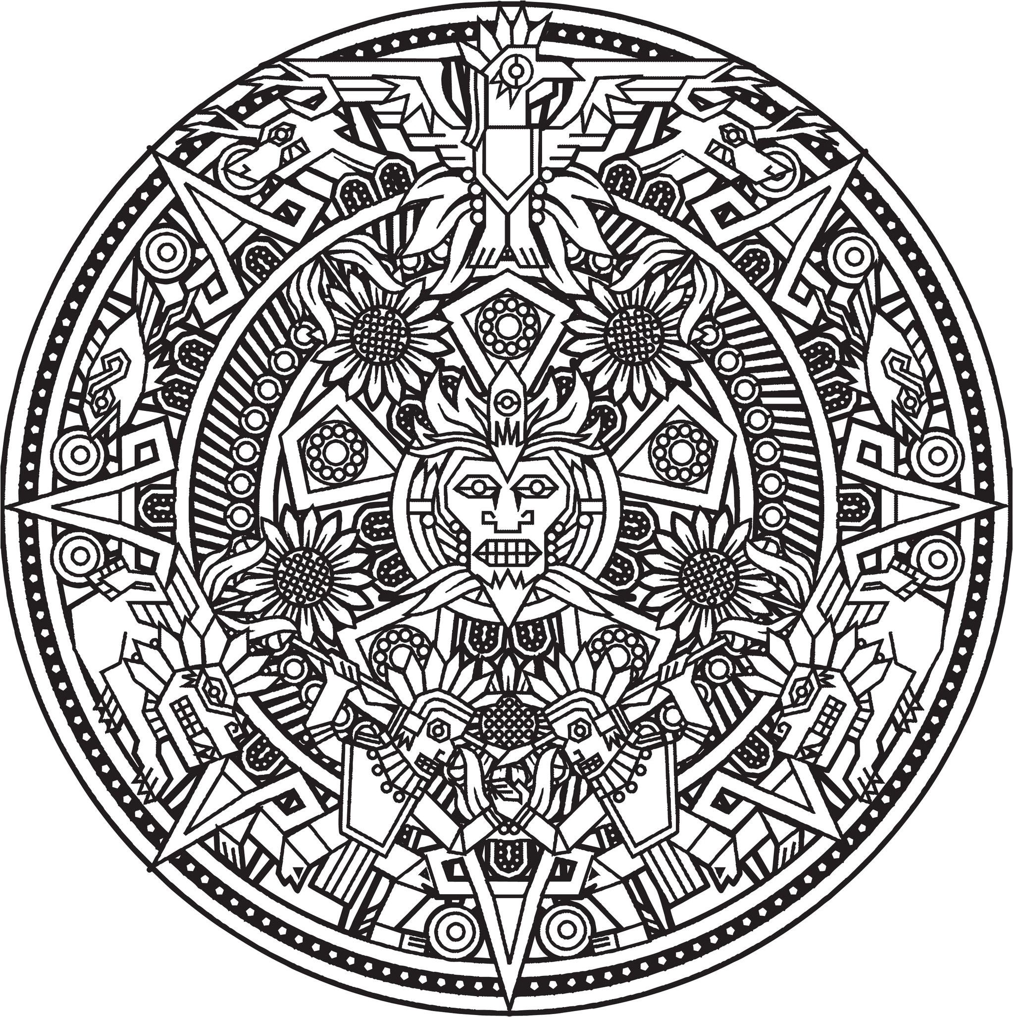 God from the Inca or Maya civilization Coloring Page