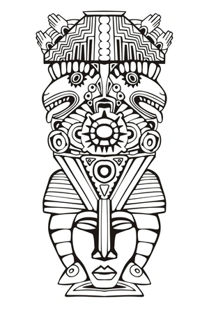 Inspiring Adult Inca Mayan Totem Coloring Page