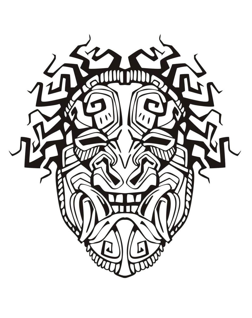 Mayan Adult Mask Coloring Page