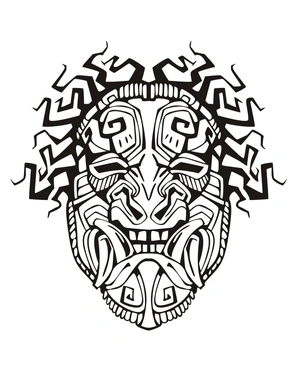 Mayan Adult Mask Coloring Page
