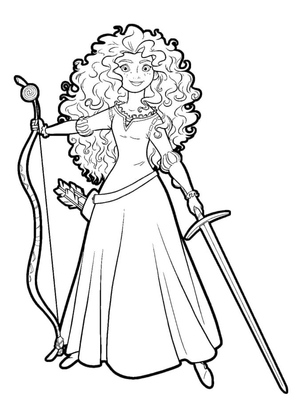 Merida with Sword and Bow in Hand
